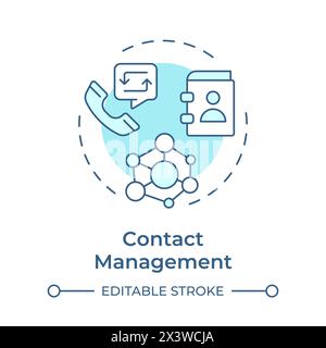 Contact management soft blue concept icon Stock Vector