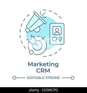 Marketing CRM soft blue concept icon Stock Vector