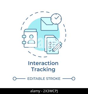 Interaction tracking soft blue concept icon Stock Vector