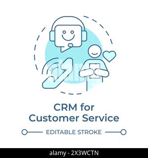 CRM for customer service soft blue concept icon Stock Vector