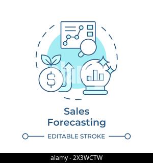 Sales forecasting soft blue concept icon Stock Vector