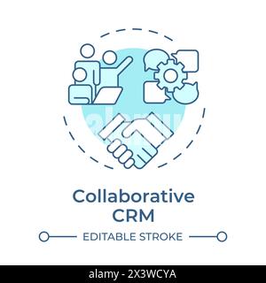 Collaborative CRM soft blue concept icon Stock Vector