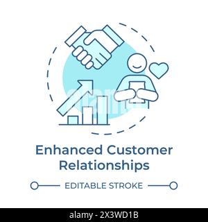 Enhanced customer relationships soft blue concept icon Stock Vector