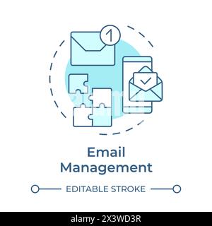 Email management soft blue concept icon Stock Vector