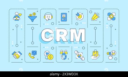 CRM turquoise word concept Stock Vector