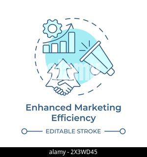 Enhanced marketing efficiency soft blue concept icon Stock Vector