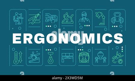 Ergonomics blue word concept Stock Vector