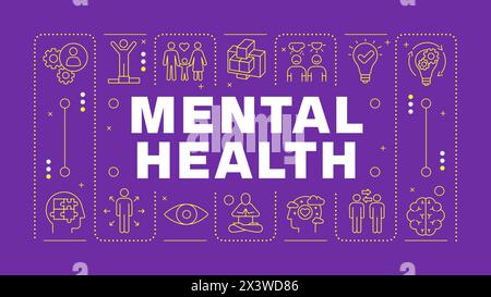 Mental health light purple word concept Stock Vector