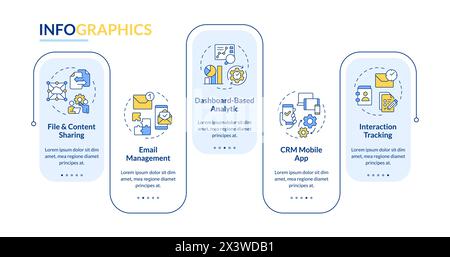 Customer relationship management systems rectangle infographic template Stock Vector