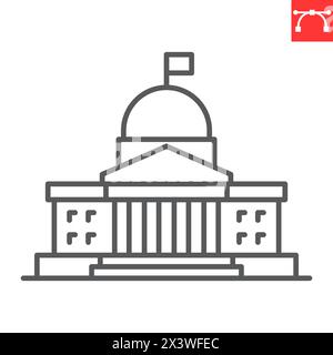 Government line icon, building and architecture , congress vector icon, vector graphics, editable stroke outline sign, eps 10. Stock Vector