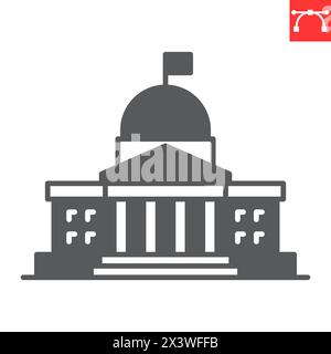 Government glyph icon, building and architecture , congress vector icon, vector graphics, editable stroke solid sign, eps 10. Stock Vector