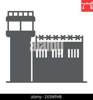 Prison glyph icon, building and architecture , jail vector icon, vector graphics, editable stroke solid sign, eps 10. Stock Vector