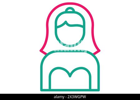 bride icon. icon related to wedding. line icon style. wedding element illustration Stock Vector