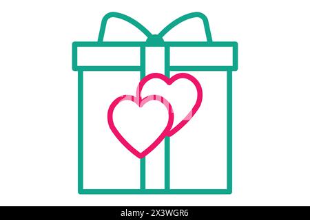 gift icon. gift with heart. icon related to wedding, party, valentine day. line icon style. wedding element illustration Stock Vector