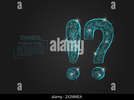 Abstract isolated blue image of a question fnd exclamation signs. Polygonal illustration looks like stars in the blask night sky in spase or flying gl Stock Vector