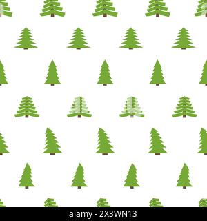 Christmas semless pattern with snowflake, christmas ball, gift box and Christmas tree on white background. Vector illustration Stock Vector