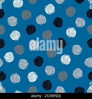 Seamless pattern with hand drawn scribble smear circle. Abstract grunge texture. Vector illustration Stock Vector