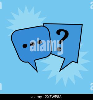 Communication speech bubbles on blue background. Vector illustration Stock Vector