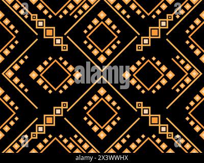 Geometric seamless pattern in line art style. Art deco geometric pattern of golden lines on a black background. Vintage linear style. Design for wallp Stock Vector