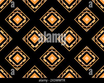 Geometric seamless pattern in line art style. Art deco geometric pattern of golden lines on a black background. Vintage linear style. Design for wallp Stock Vector