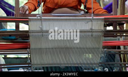 silk manufacture on silk island in phnom penh Stock Photo