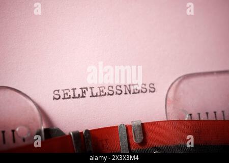 Selflessness word written with a typewriter. Stock Photo