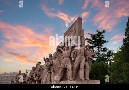 Workers sculpture in Tiananmen Square Beijing, China. Stock Photo