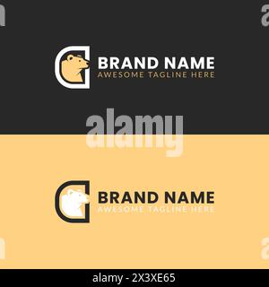 Polar bear inside reverse D letter logo vector illustration. Combination of animal and letter brand identity template. Stock Vector