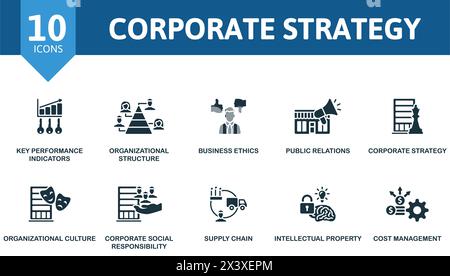 Corporate strategy set. Creative icons. Stock Vector