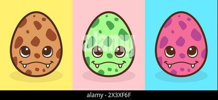 Cute cartoon dinosaur egg. Childrens vector illustration. Stock Vector