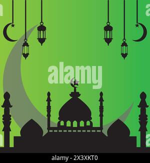 Fanoos Lantern background islam   logo simple vector icon illustration design Stock Vector