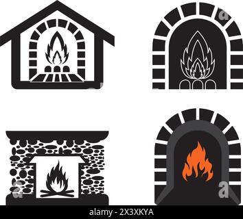 fire furnace icon logo vector design template Stock Vector