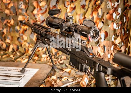 Melbourne, Australia - Australian army sniper rifle Stock Photo