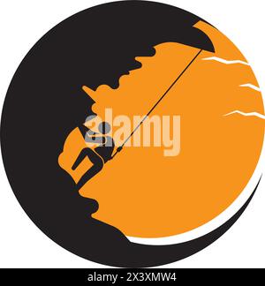 rock climbing icon vector illustration logo template Stock Vector