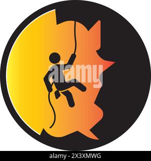 rock climbing icon vector illustration logo template Stock Vector