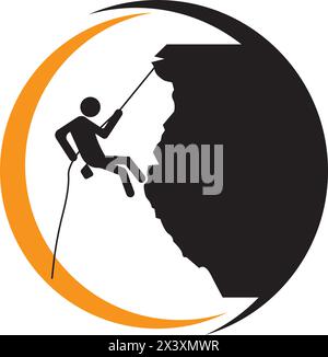 rock climbing icon vector illustration logo template Stock Vector