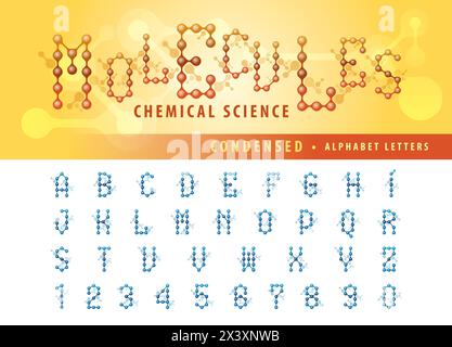 Vector of abstract molecule cell Alphabet Letters and numbers ...