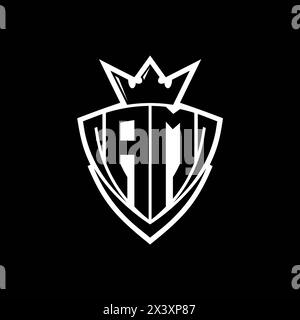 AM Bold letter logo with sharp triangle shield shape with crown inside ...