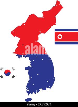 korean flag logo in map shape, vector illustration symbol design Stock Vector