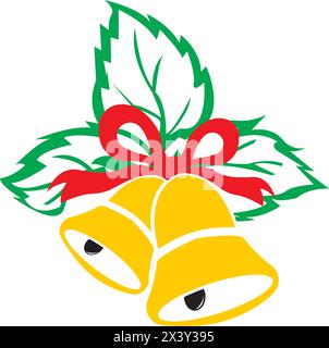 Christmas bells and ornaments icon logo, vector design illustration Stock Vector