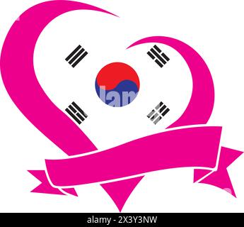korean flag logo in map shape, vector illustration symbol design Stock Vector