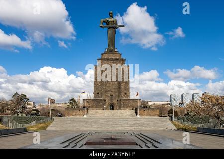 Yerevan, Armenia February 14 2024: The monumental 'Mother Armenia' statue in the Victory park in Yerevan, the capital of Armenia Stock Photo