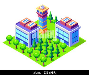 A Buildings isometric game asset art style 3D cityscape view of the top ...
