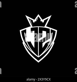 JZ Bold letter logo with sharp triangle shield shape with crown inside ...