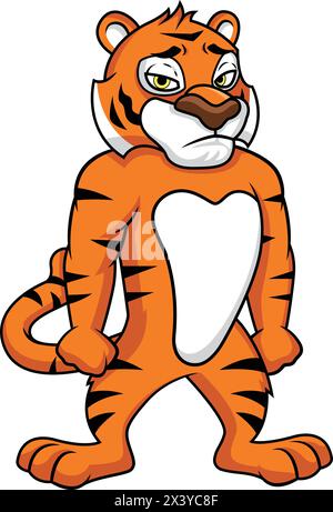 Tiger character looking sad vector cartoon clip art Stock Vector