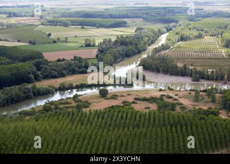 Aragon and Arga rivers confluence, Peñalen ravine, Funes, Navarre, Spain. Stock Photo