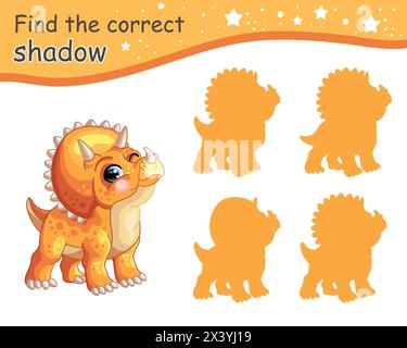 Dinosaur matching shadow game template illustration Stock Vector Image ...