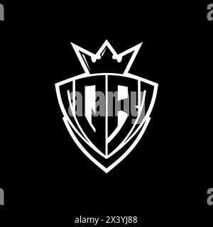 QR Bold letter logo with sharp triangle shield shape with crown inside ...