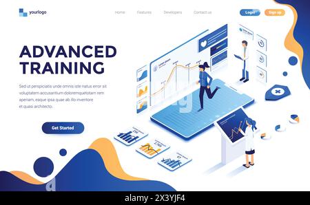 Modern flat design isometric concept of Advanced Training for website and mobile website. Landing page template. Easy to edit and customize. Vector il Stock Vector