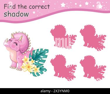 Dinosaur Shadow Matching Game Template illustration Stock Vector Image ...